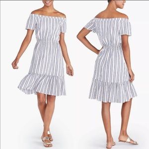 EUC J.Crew Striped Off the Shoulder Dress